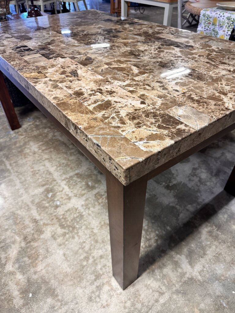 Marble Top Wood Dining Table