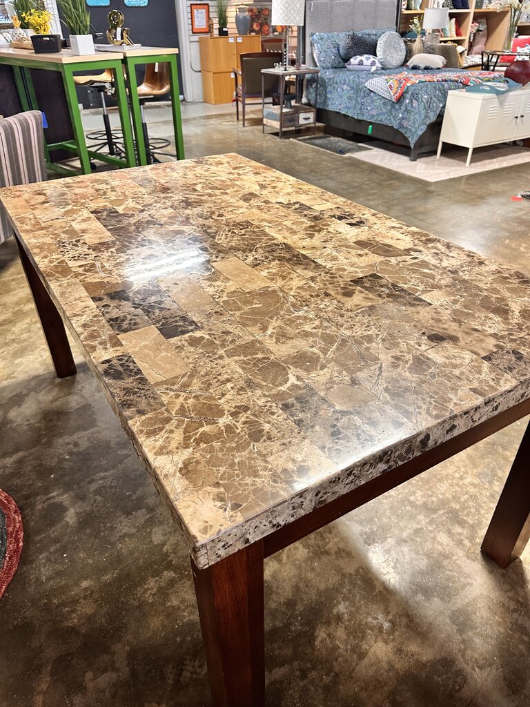 Marble Top Wood Dining Table
