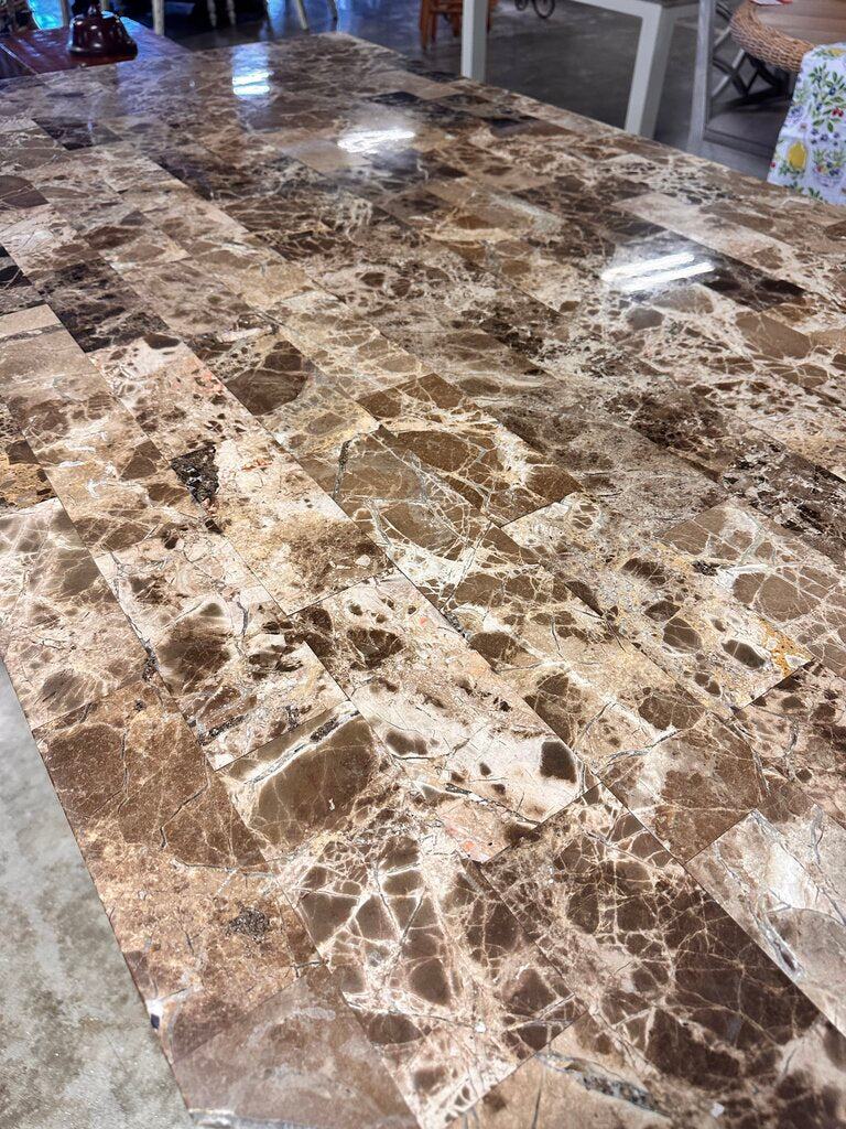 Marble Top Wood Dining Table