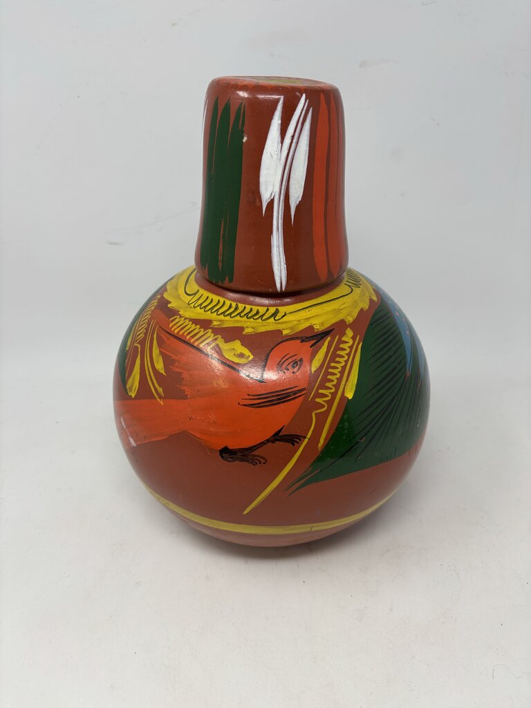Mexican Clay Water Bottle with Cup