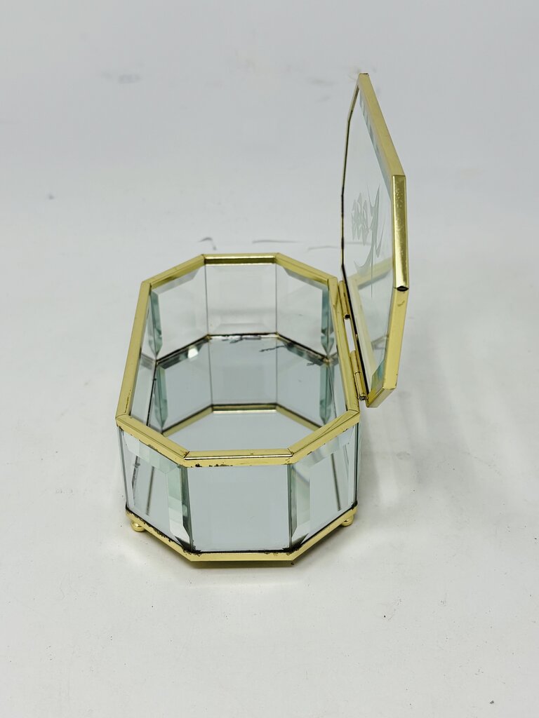 Vintage Octagon-Shaped Glass Trinket Box