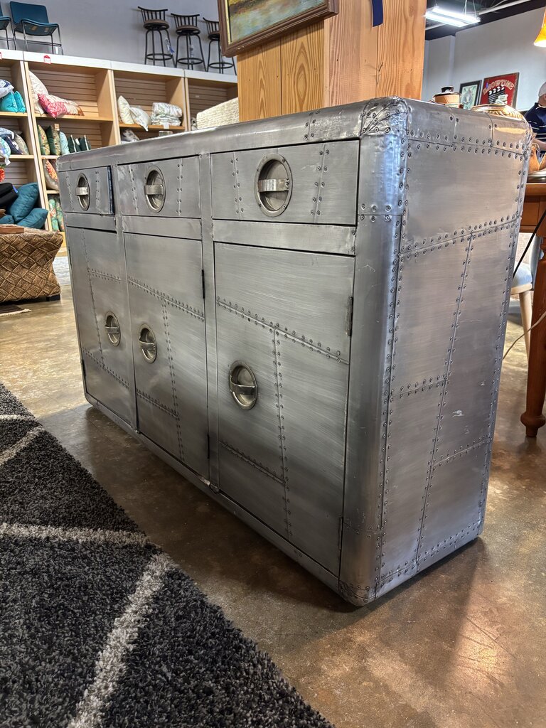 Aviator Style Metal Console Cabinet 55 X 16.5 X 33.5