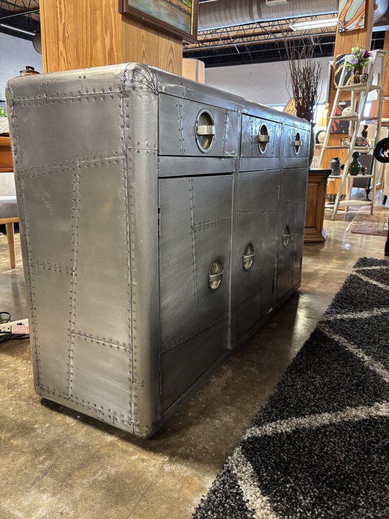 Aviator Style Metal Console Cabinet 55 X 16.5 X 33.5