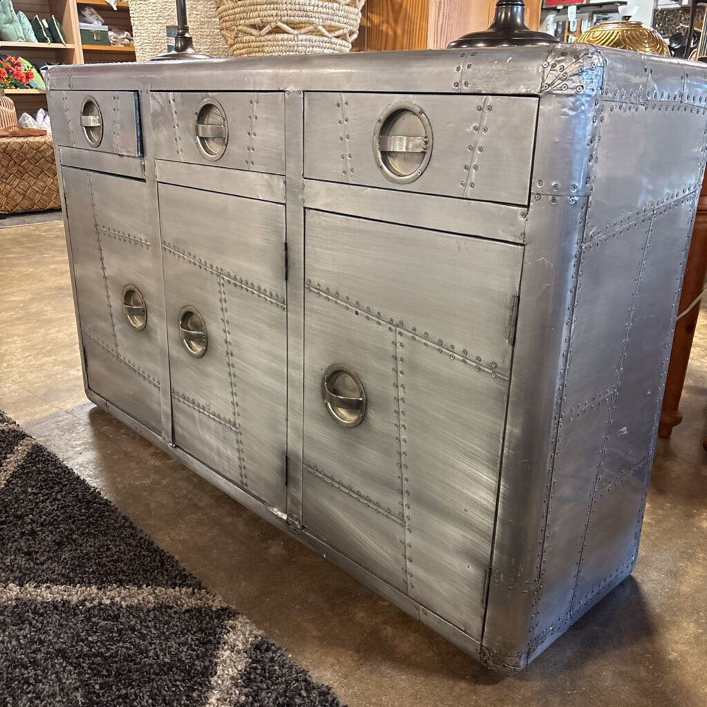 Aviator Style Metal Console Cabinet 55 X 16.5 X 33.5