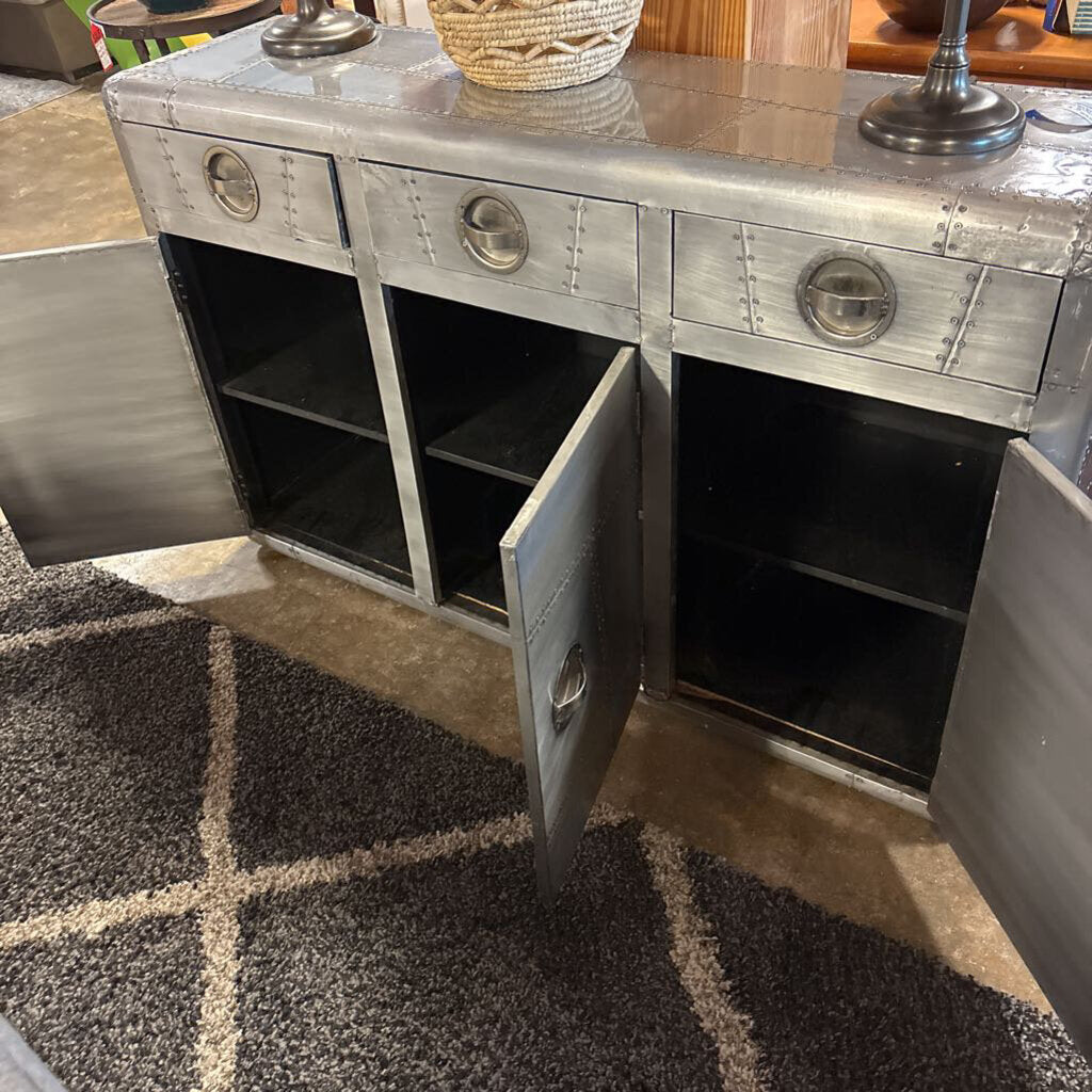 Aviator Style Metal Console Cabinet 55 X 16.5 X 33.5