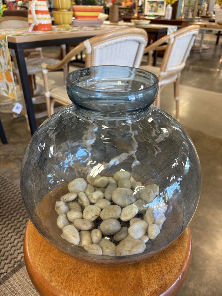 Recycled Glass Base Lamp with Rocks