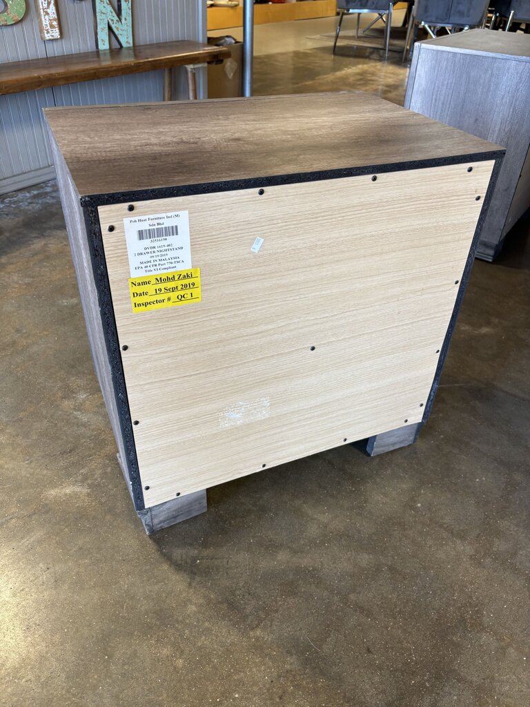 Two Drawer Nightstand 23.5 X 16 X 24