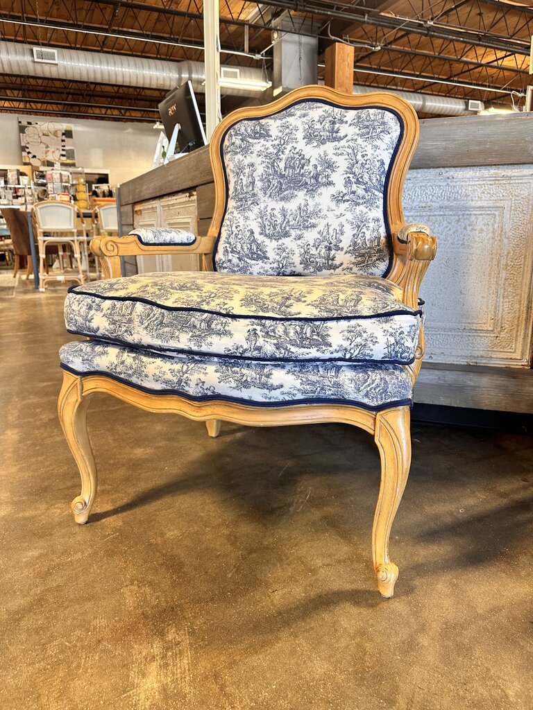 Navy Toile Upholstered Accent Chair