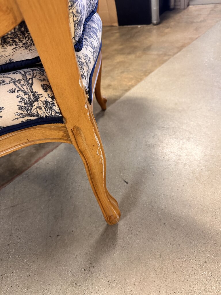 Navy Toile Upholstered Accent Chair