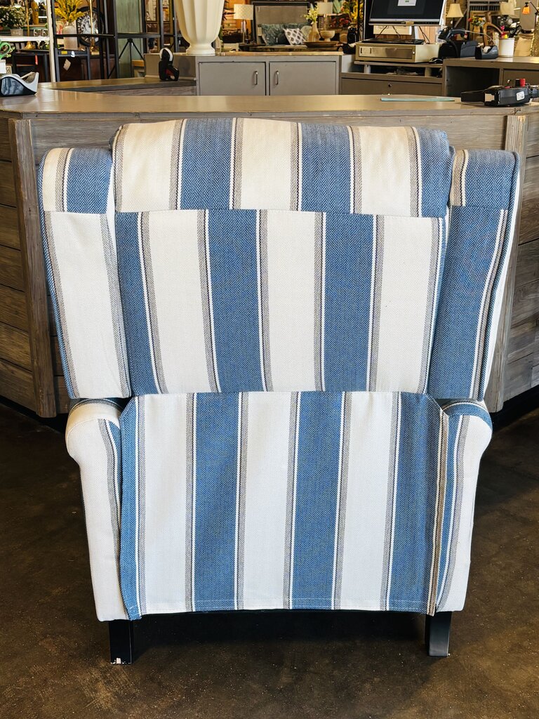 Pushback Upholstered Recliner Navy Stripe