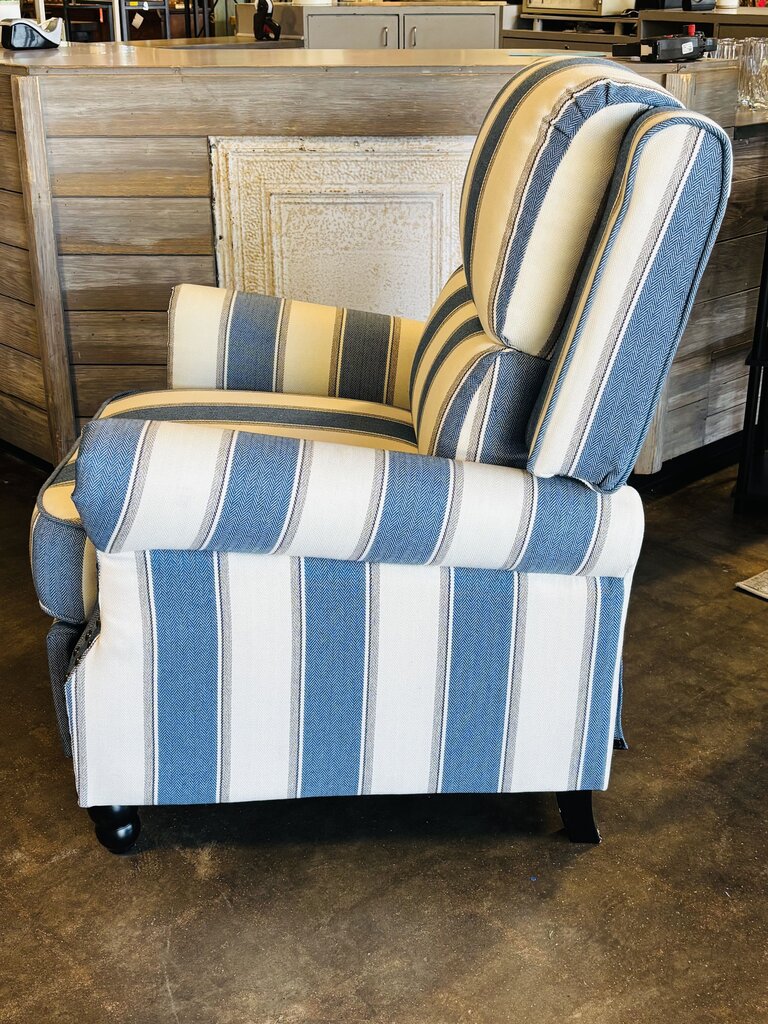 Pushback Upholstered Recliner Navy Stripe