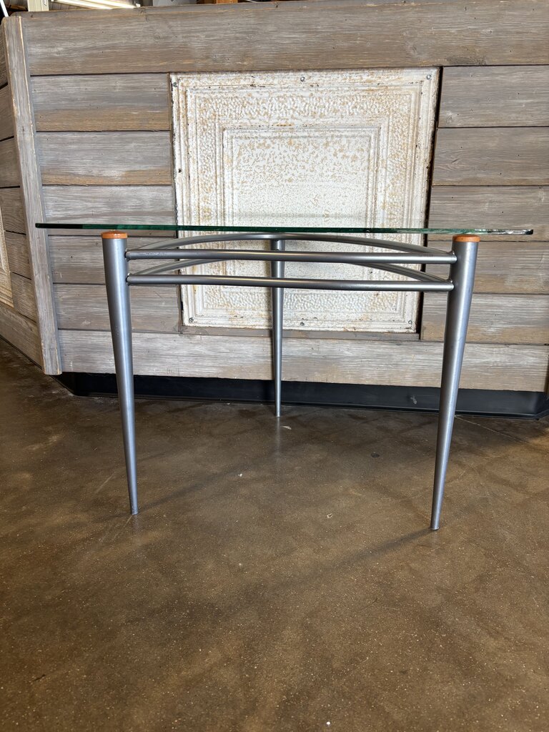 Modern Triangular Glass/Metal Side Table