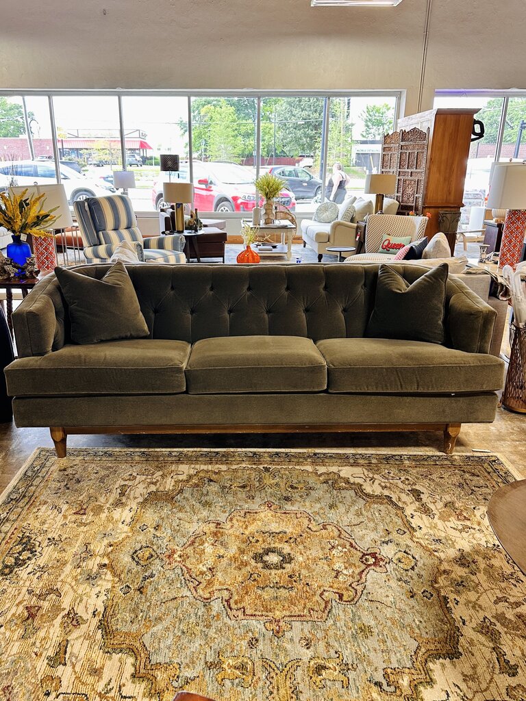 Grey Slight Tufted Back Sofa