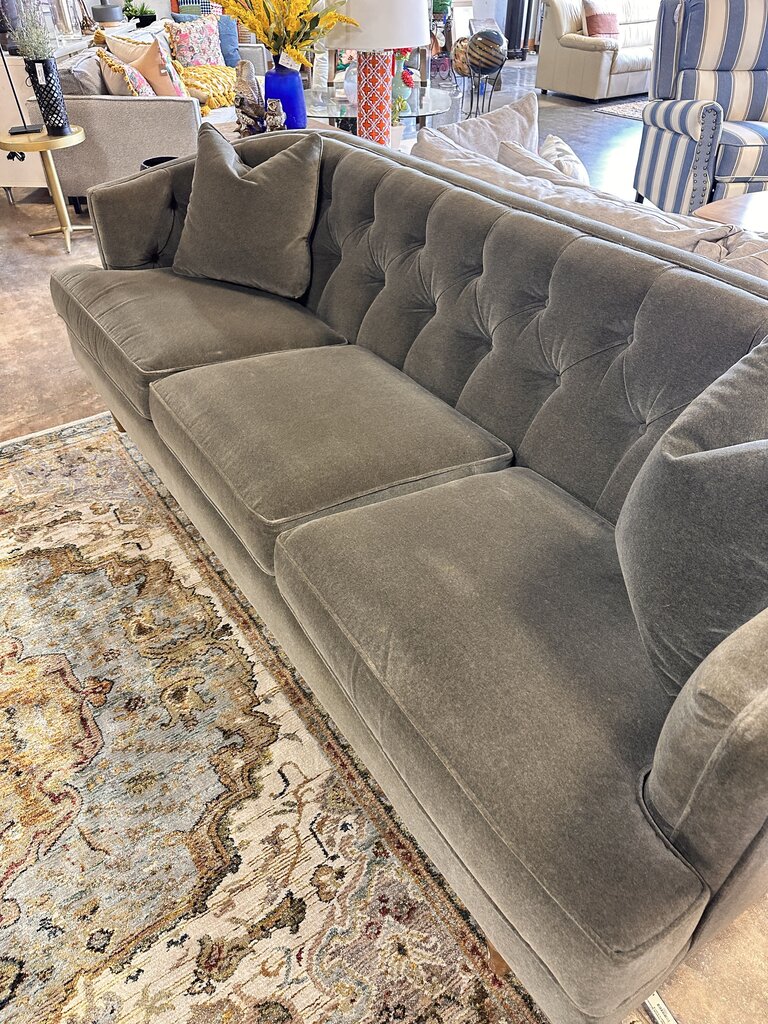 Grey Slight Tufted Back Sofa