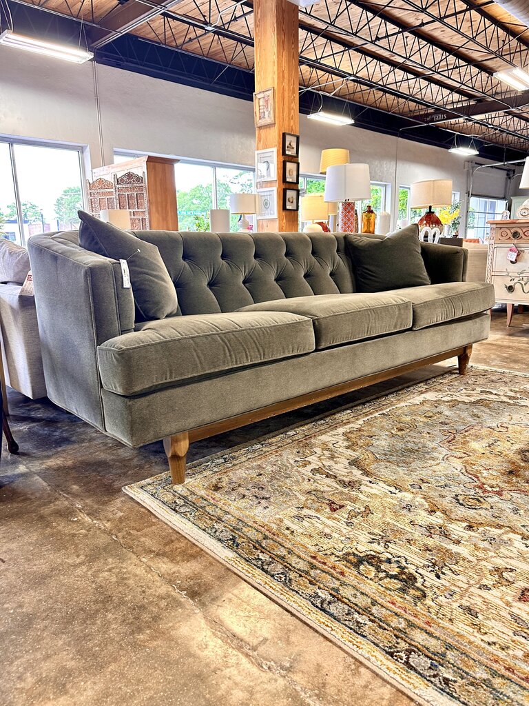 Grey Slight Tufted Back Sofa
