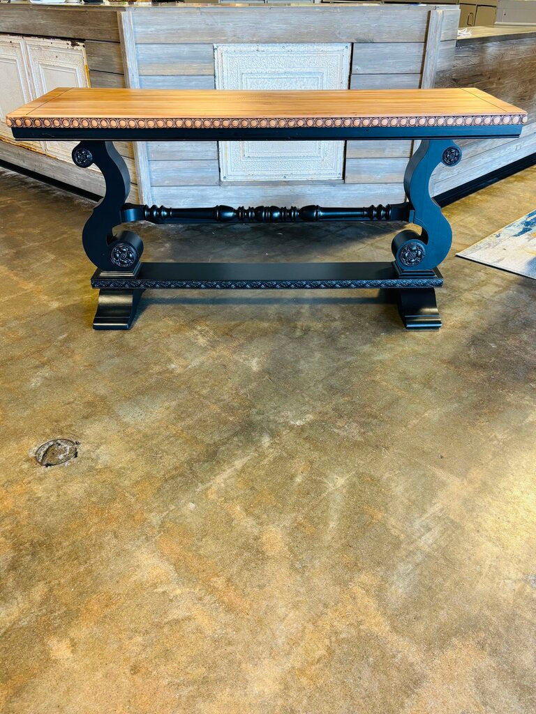 Console Natural Wood Top Painted Bottom