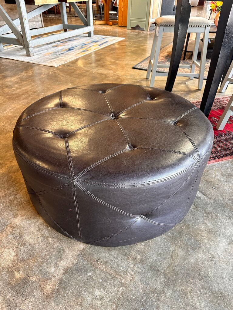 Round Vinyl Soft Tufted Ottoman
