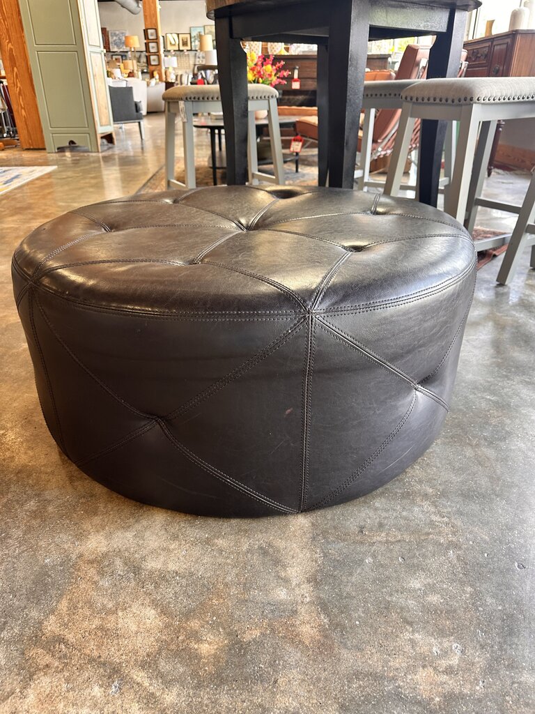 Round Vinyl Soft Tufted Ottoman