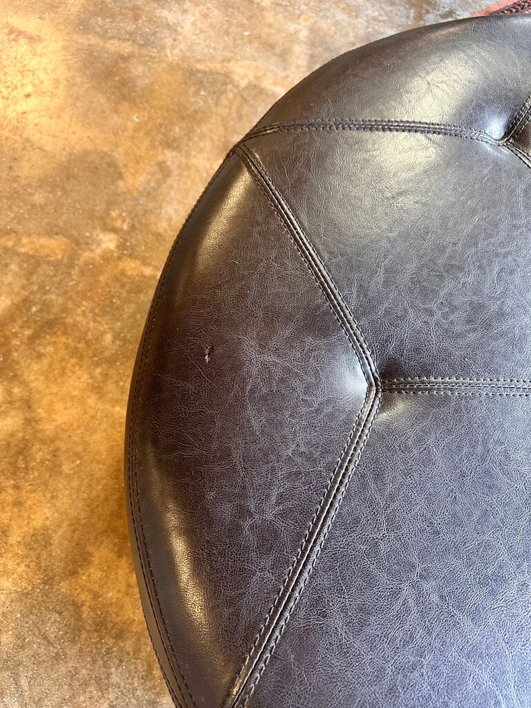 Round Vinyl Soft Tufted Ottoman
