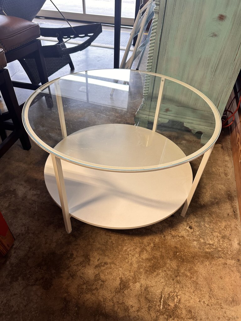White Metal & Glass Coffee Table
