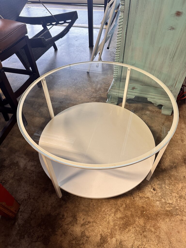 White Metal & Glass Coffee Table