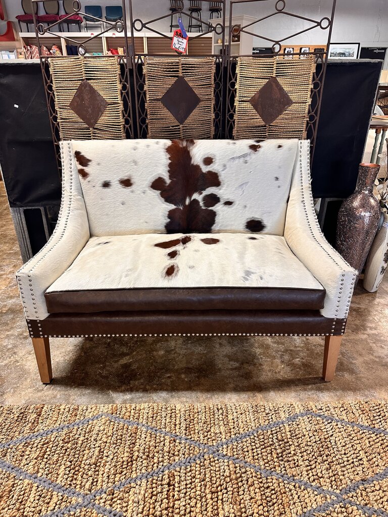 Hair On Hide Faux Leather Bench