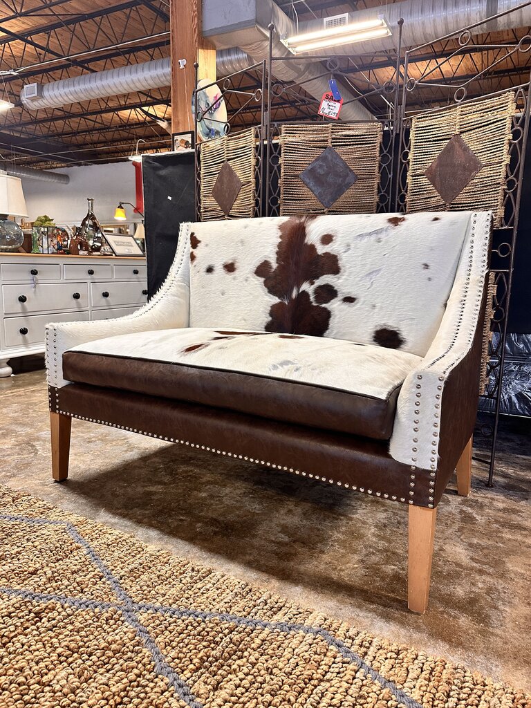 Hair On Hide Faux Leather Bench
