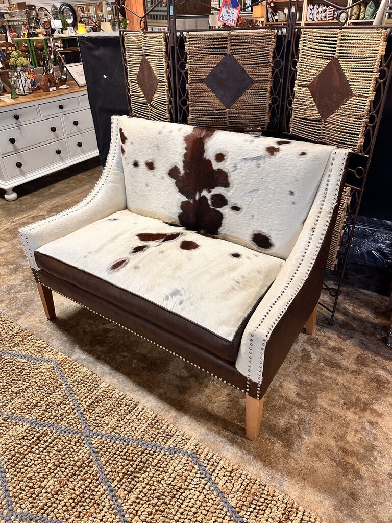Hair On Hide Faux Leather Bench