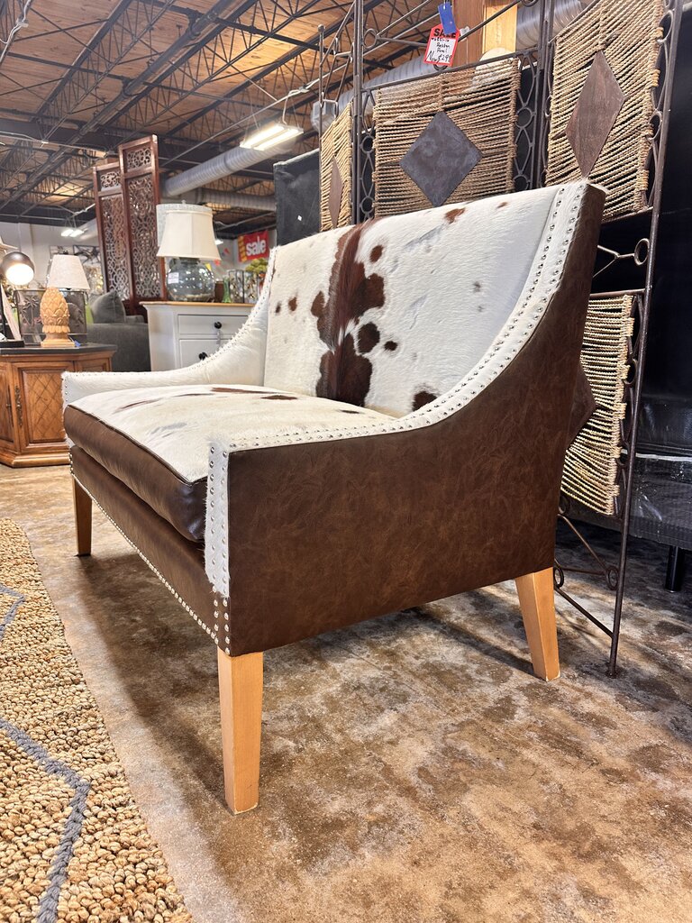 Hair On Hide Faux Leather Bench