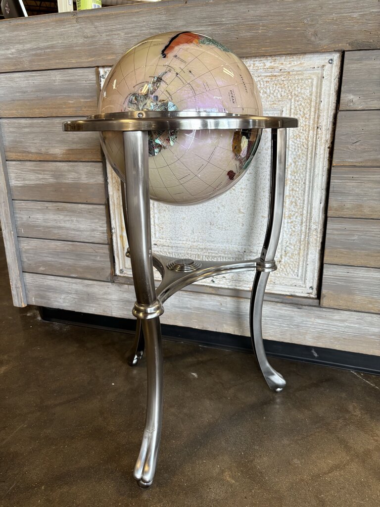 Gemstone Globe with Compass on Stand