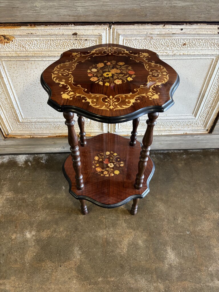 Italian Inlaid Two Tier Accent Table