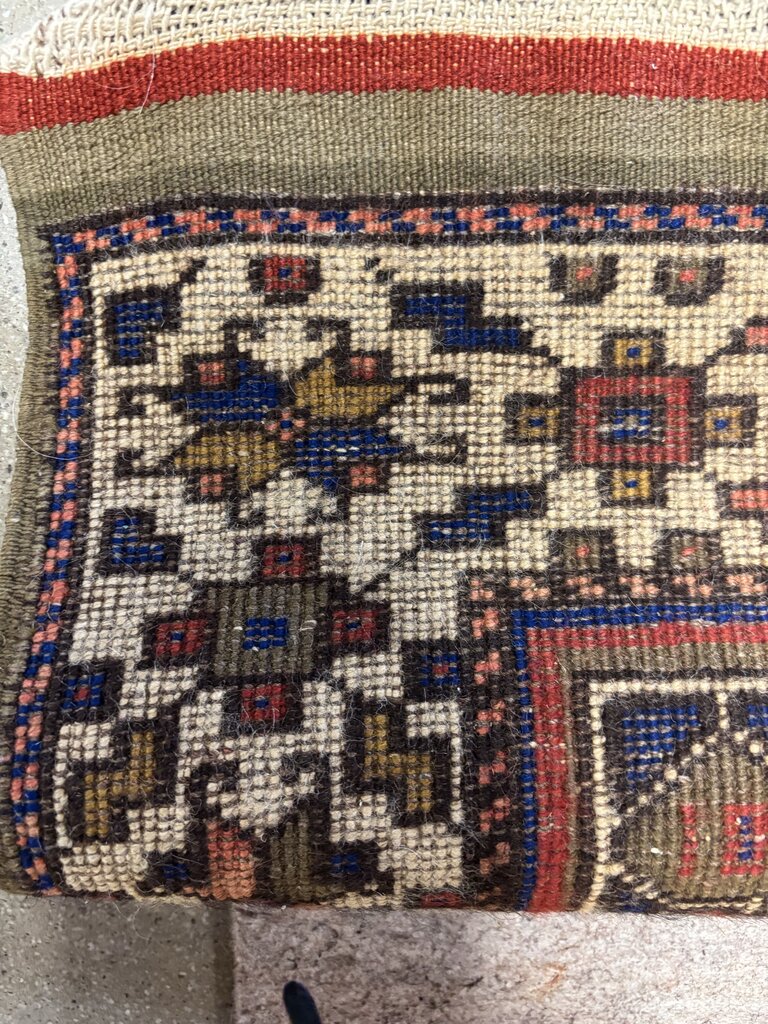 Hand Knotted Geometric Medallion Runner 13 X 3