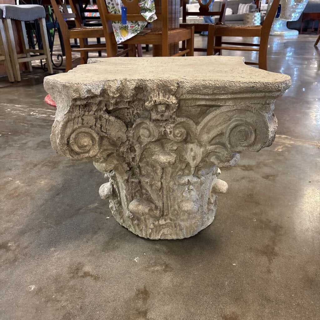 Deco Distressed Column Side Table 20 X 20 X 17