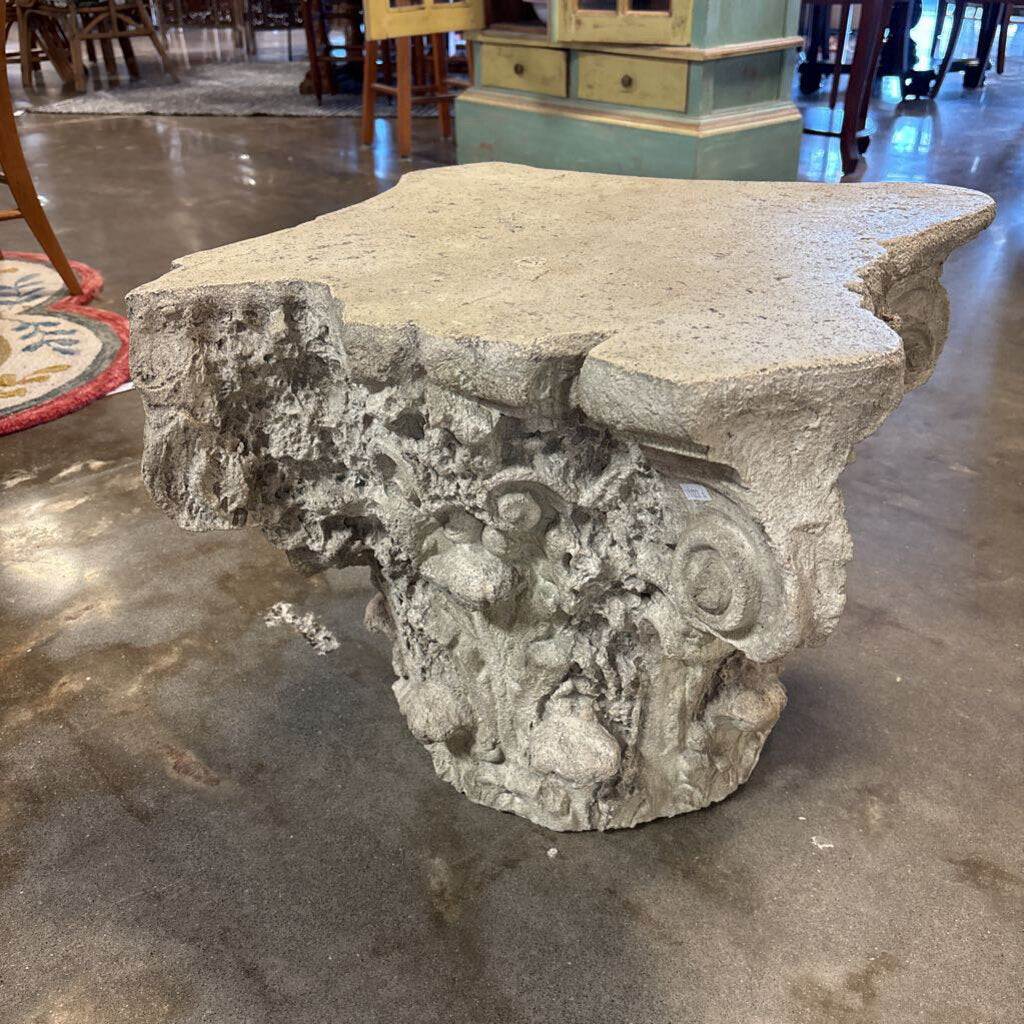 Deco Distressed Column Side Table 20 X 20 X 17