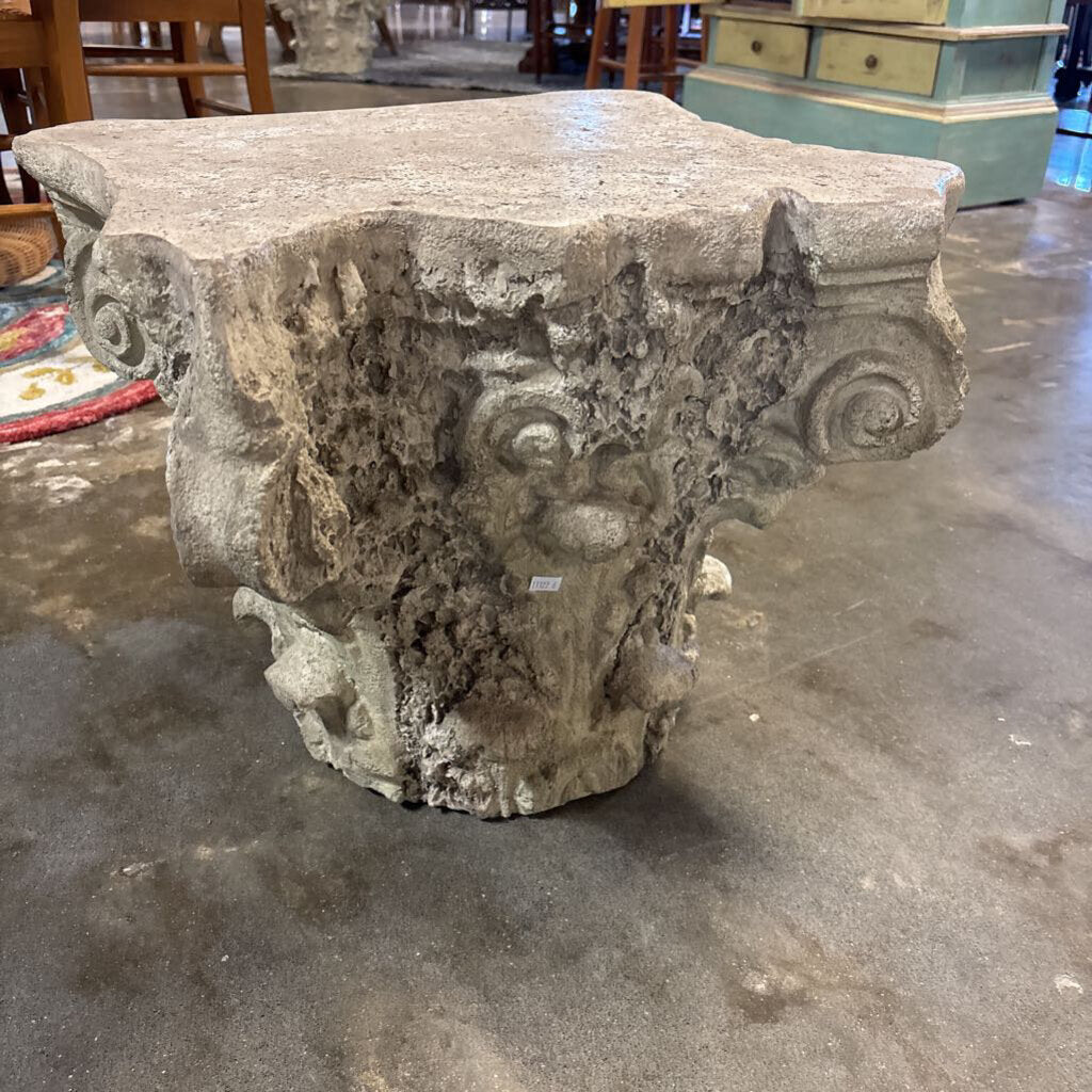 Deco Distressed Column Side Table 20 X 20 X 17
