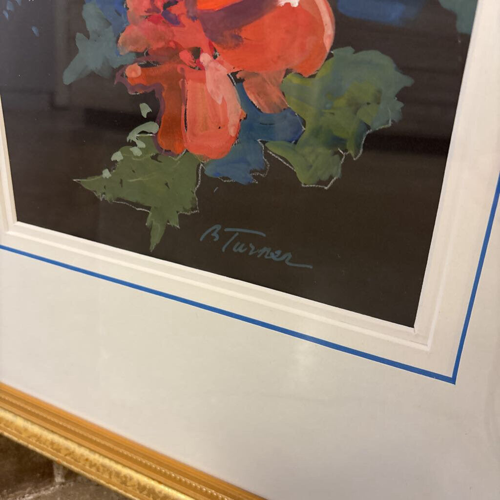 Signed Floral by B Turner 18 X 21