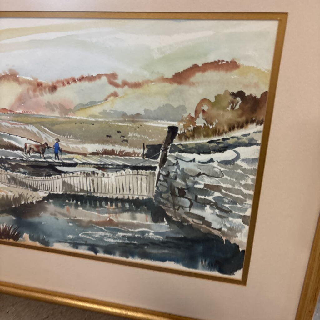Rural Riverside Landscape Painting 27 X 21