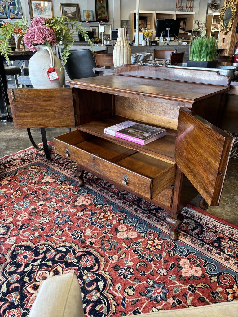 Two Door MCM Burled Wood Cabinet