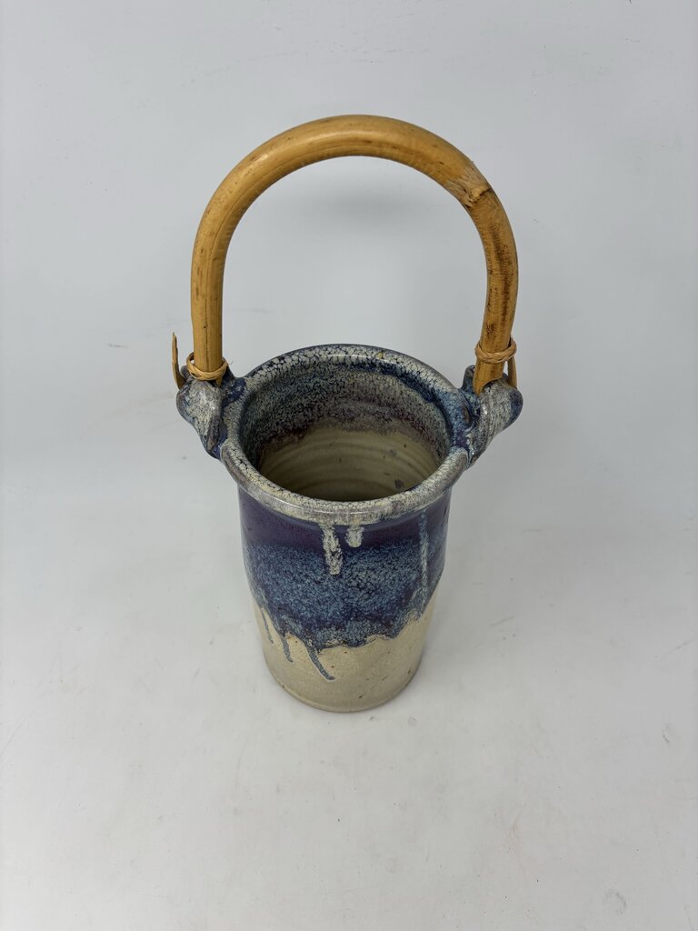Signed Pottery Wine Bottle Carrier