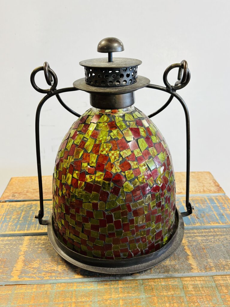 Caged Mosaic Glass Lantern