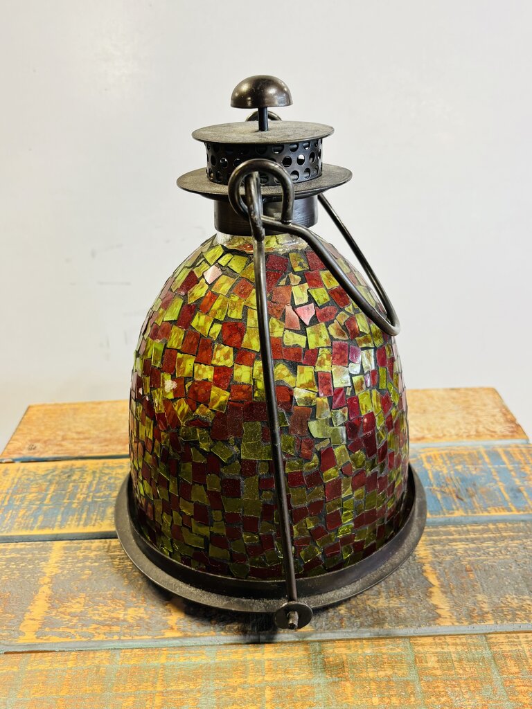 Caged Mosaic Glass Lantern