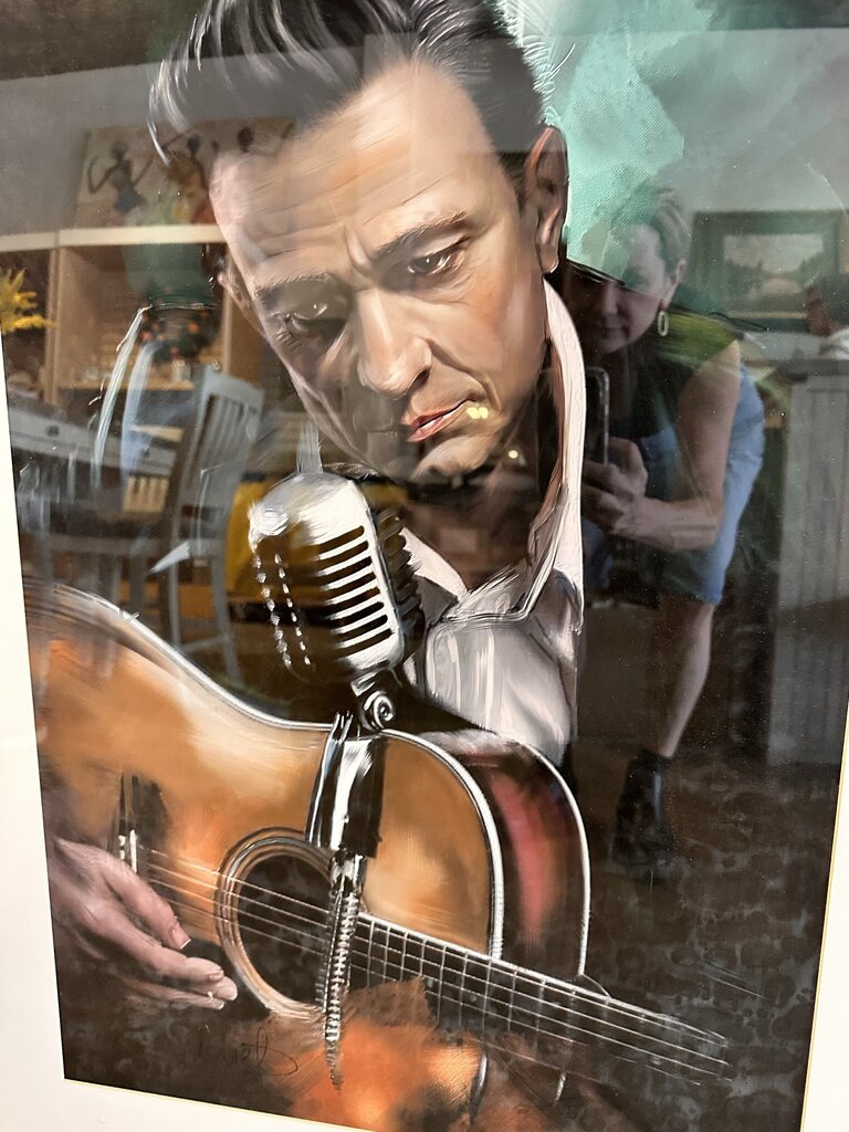 Framed Johnny Cash With Guitar