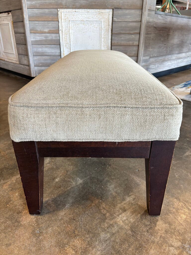 Upholstered Beige Wood Leg Bench