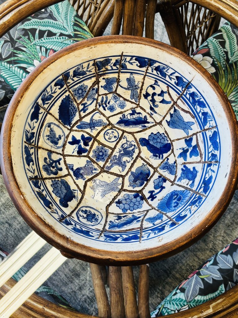 Asian Inspired Blue Tiled Bowl