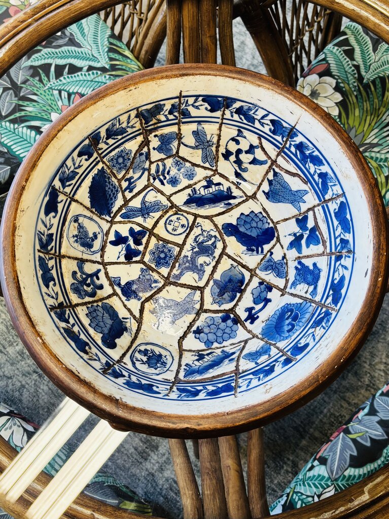 Asian Inspired Blue Tiled Bowl