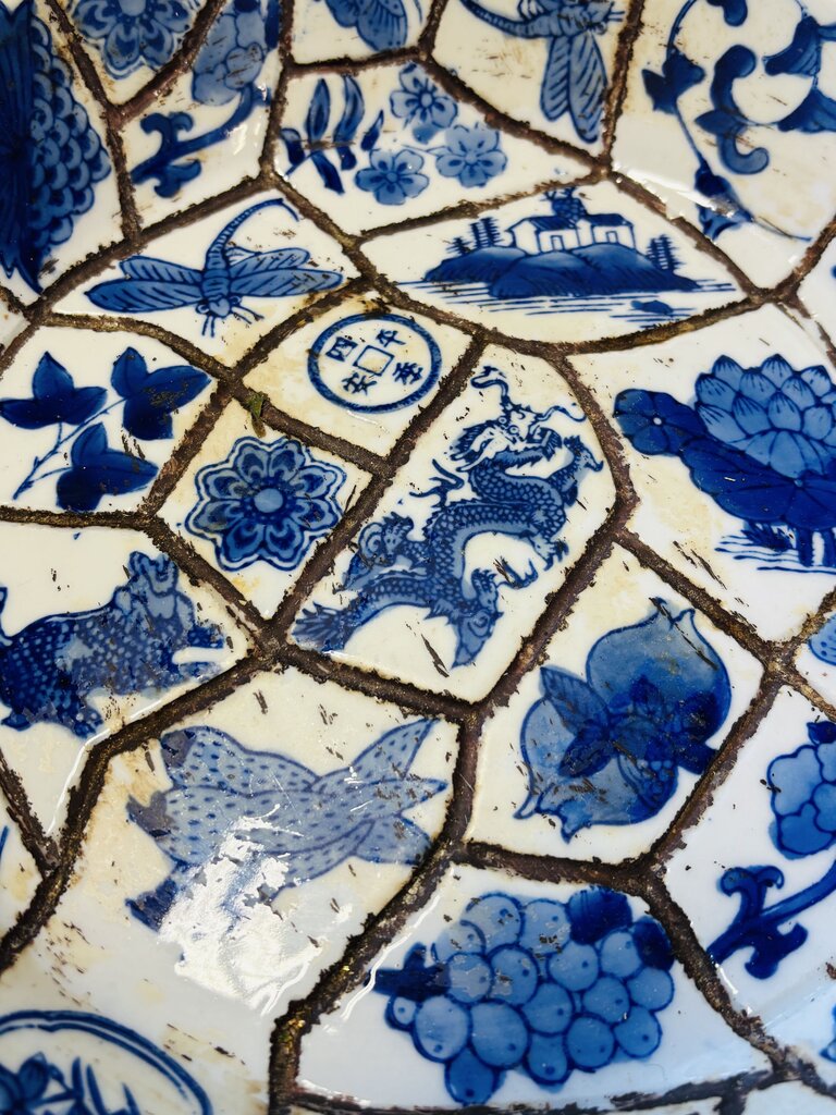 Asian Inspired Blue Tiled Bowl