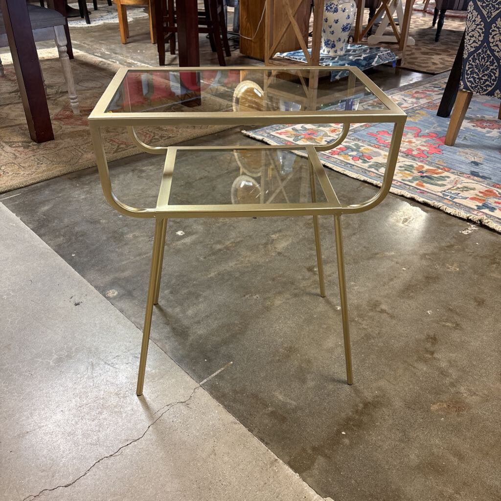 Curved Glass Top Terrace Nightstand 19.5 X 13.25 X 24.25