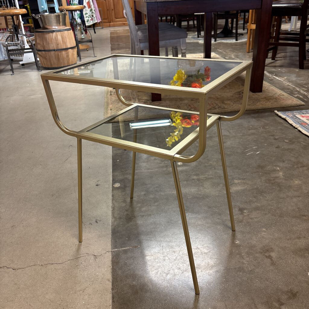 Curved Glass Top Terrace Nightstand 19.5 X 13.25 X 24.25