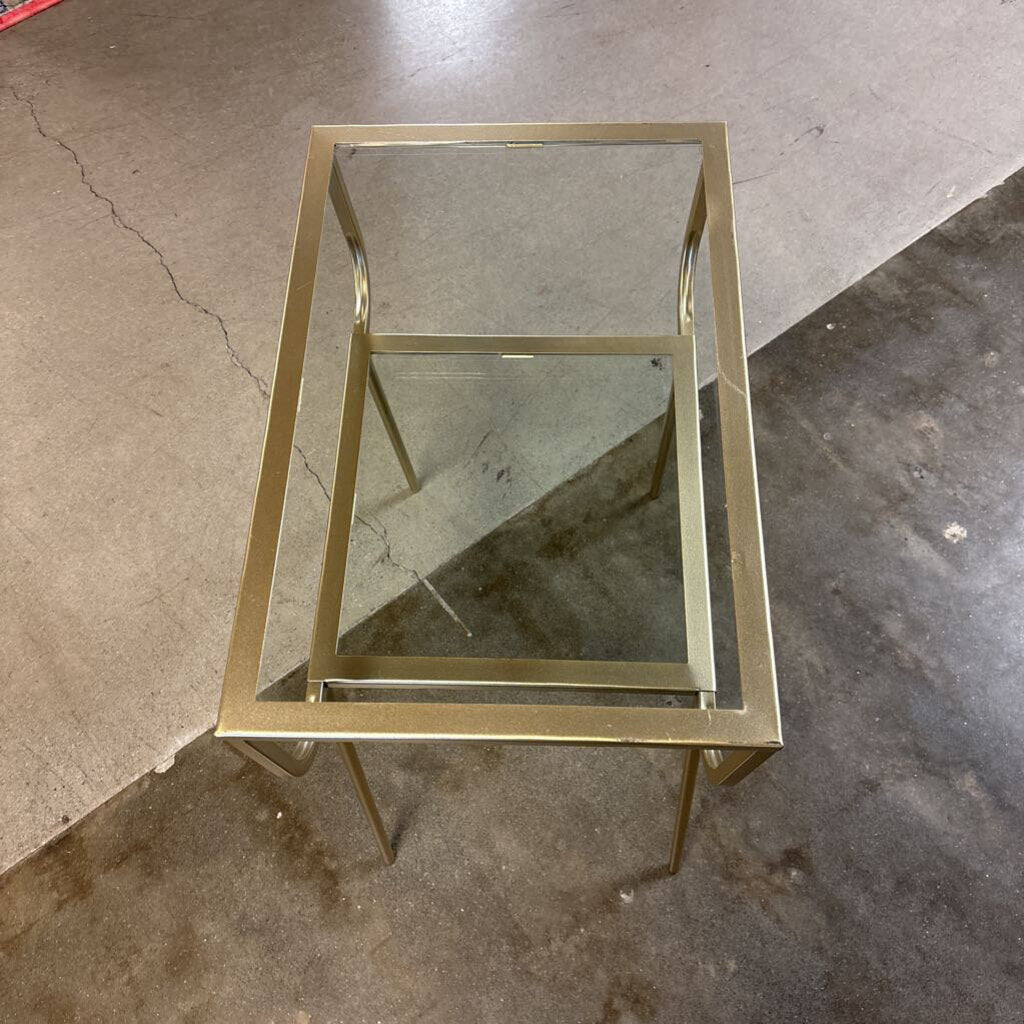 Curved Glass Top Terrace Nightstand 19.5 X 13.25 X 24.25