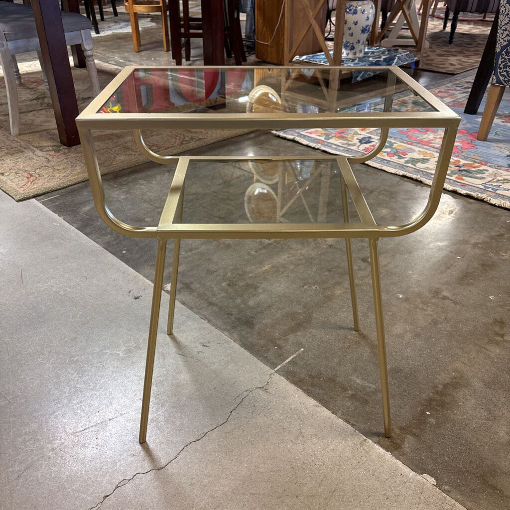Curved Glass Top Terrace Nightstand 19.5 X 13.25 X 24.25
